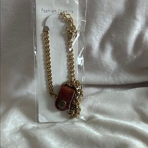 Elegant Gold and Brown Chain Necklace. Can be used for your MCM perfume